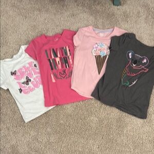 Girls' Graphic T-Shirts Set - Pink, White, Gray